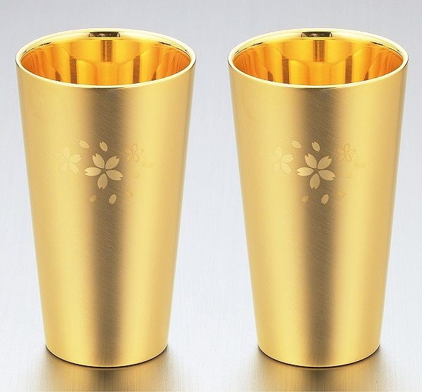 金の贅 桜 18-8ステンレスW構造タンブラー2PC金メッキ仕上げ SK-010(0233055)