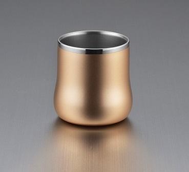 18-8ステンレス二重構造 エレガンス DXフリーカップ シャンパンゴールド 230mL ELG-004SG(0140049)