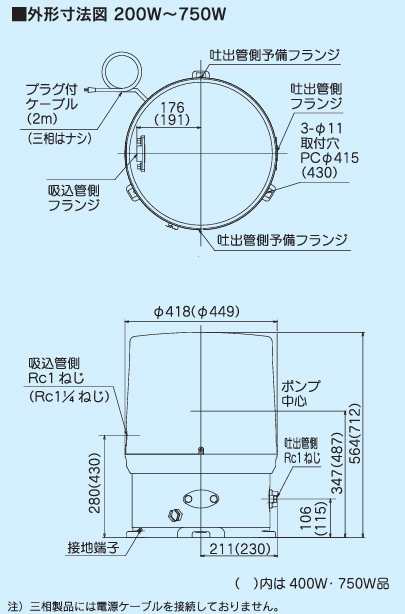 テラル WP型 浅井戸用給水ポンプ 60Hz 単相100V 250W 定圧給水圧力タンク式 WP-256T-1