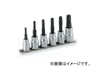 トネ/TONE 9.5mm（3/8”） トルクスソケットセット（いじり防止タイプ・ホルダー付） 6点 品番：HTX306H