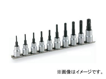トネ/TONE 9.5mm（3/8”） トルクスソケットセット（いじり防止タイプ・ホルダー付） 10点 品番：HTX310H