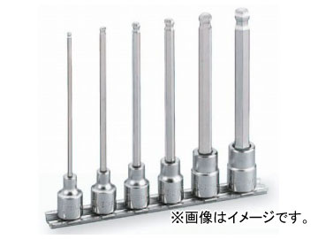 トネ/TONE 9.5mm（3/8”） ロングボールポイントヘキサゴンソケットセット（ホルダー付） 6点 品番：HBH306L