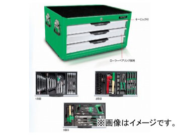 トップトゥル/TOPTUL プロフェッショナルメカニカルツールチェストセット 引き出し3段 104点 GCAZ0013