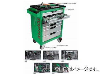 トップトゥル/TOPTUL プロフェッショナルメカニカルローラーキャビネットセット 引き出し7段 229点 GCAJ0014