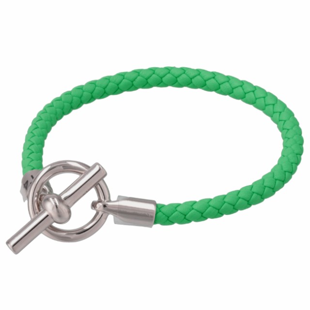 エルメス/HERMES ブレスレット メンズ GHLENAN PALLADIUM PLATED BRASS SWIFT CALF LEATHER BRACELET レザーブレスレット VERT COMICS(0Z