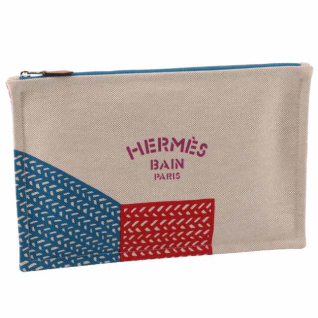 エルメス/HERMES バッグ メンズ POISSON NATTE FLAT POUCH ポーチ BLUE ORANGE (01)  H103582Mの通販は