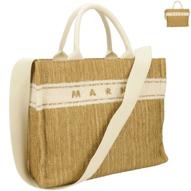 マルニ/MARNI バッグ レディース バスケットバッグ ラフィアエフェクト スモール トートバッグ ロゴ A4サイズ収納 ショルダーバッグ SHMP0077L0-P7945-ZO822