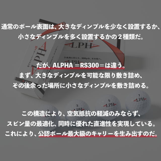 【5ダースセット】【5%OFF】ALPHA(アルファ) ゴルフボール 1ダース (12個入) =RS300= 正規品 姜秀一プロデュース Sho-time ショウタイム ソフトアイオノマー 飛び系 飛距離 ディスタンス