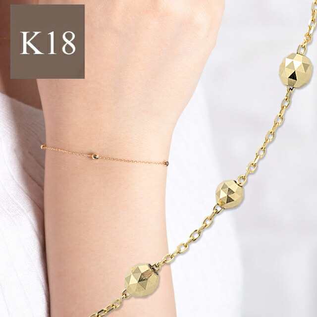 ブレスレット 18金 18k k18 レディース ゴールド チェーン 華奢 金属アレルギー ニッケルフリー プレゼント アクセサリー 重ねづけ おし