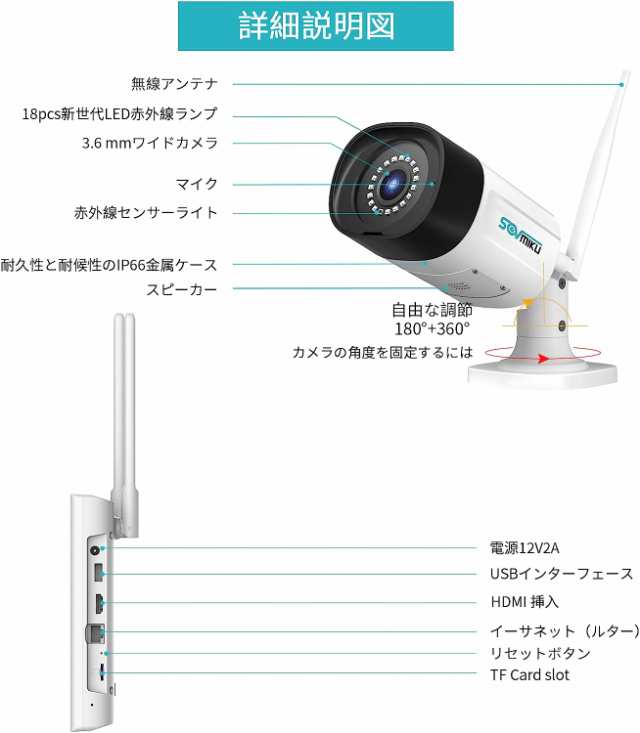 防犯カメラ 屋外 ワイヤレス カメラ 2台セット 遠隔監視 AI動体検知 防犯灯付き 監視カメラ 10インチLCD液晶モニタ 一体型NVR  500万画素 1TBの通販はau PAY マーケット - アキバガジェット | au PAY マーケット－通販サイト