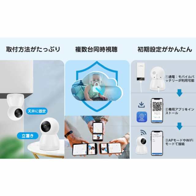 防犯カメラ WiFi 屋内 ワイヤレス 防犯グッズ ネットワークカメラ IPカメラ PTZ 300万 屋内 カメラ 暗視撮影 双方向音声 動体検知 家庭監の通販はau  PAY マーケット - アキバガジェット | au PAY マーケット－通販サイト