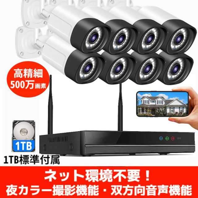 カメラ8台防犯カメラ　NVR カメラ　8台