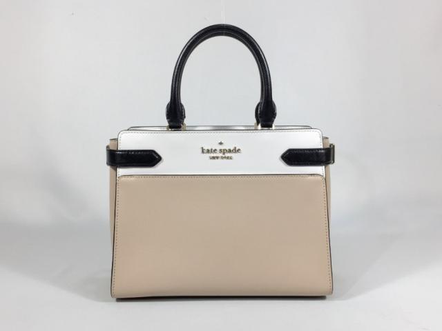 ケイトスペード ハンドバッグ レザー ベージュ×ホワイト 【極美品】 返品保証の通販は 12,953円