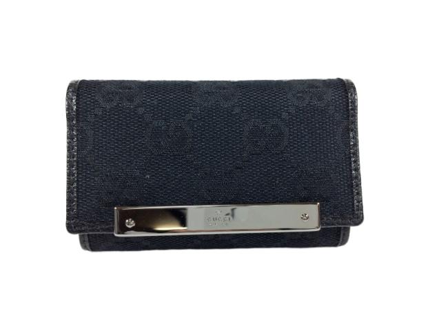 グッチ キーケース GGキャンバス 6連 キャンバスｘレザー ブラック 【極美品 新品同様】 返品保証の通販は