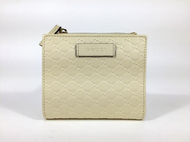 GUCCI グッチ シマ 二つ折り財布 コンパクトウォレット ホワイト グッチ 財布 二つ折り GG マイクロ シマ コンパクトウォレット