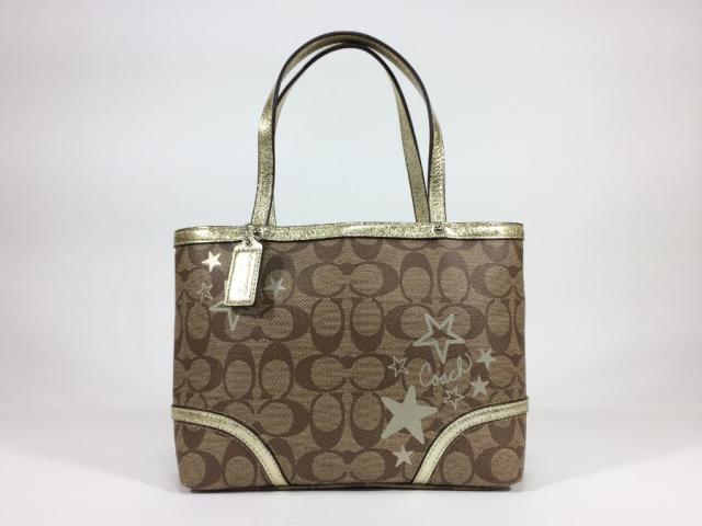 コーチ トートバッグ シグネチャー PVC×レザー ブラウン×ゴールド 【極美品 新品同様】 返品保証の通販は 20,460円