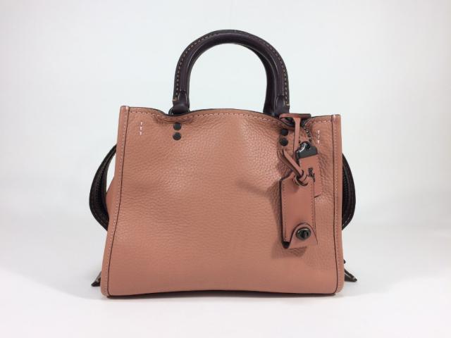 コーチ ハンドバッグ レザー ピンク×ブラウン 【極美品 使用わずか】 返品保証の通販は