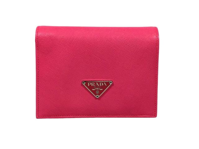 プラダ 財布 サフィアーノ 三つ折り レザー ピンク 【極美品 使用わずか】 返品保証の通販は