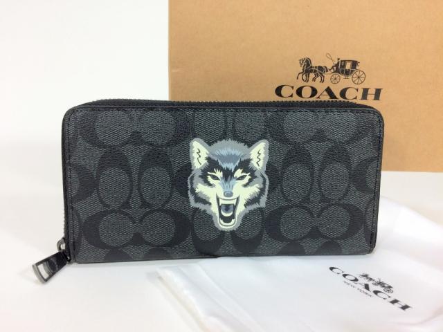 コーチ 長財布 シグネチャー レザー ブラック  【新品同様 使用わずか】 返品保証の通販は