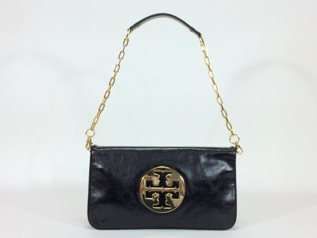 トリーバーチ ハンドバッグ ゴールドチェーン ロゴバッグ ブラック レザー 【極美品 使用わずか】 返品保証の通販は