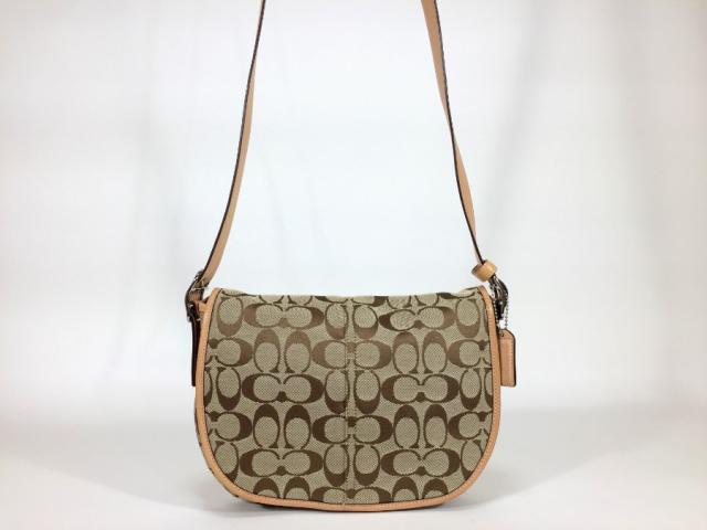 コーチ シグネチャー ショルダーバッグ キャンバス ブラウン 6842 ショルダーバッグ 【極美品】 返品保証の通販は