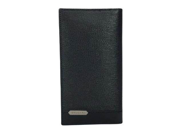 BVLGARI 二つ折り財布 ブラック レザー ブルガリ 長財布 レザー 二