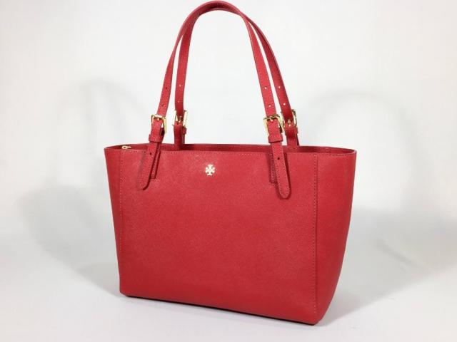 トリーバーチ トートバッグ ヨーク スモールバックル レザー レッド  