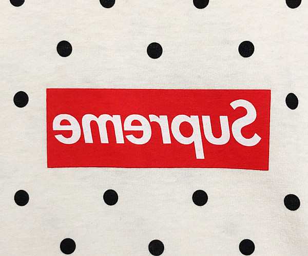 SUPREME×COMME des GARCONS SHIRT 12SS Polka Dot ミラー Box Logo Tee Ｔシャツ 白×黒 サイズL 正規品 / 25722