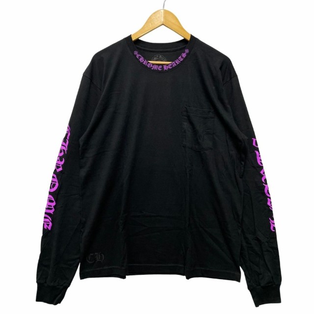 CHROME HEARTS クロムハーツ T-SHRT M LS PKT CREW ロゴ ポケット付 ロング Ｔシャツ ブラック サイズXL 正規品 / 34088