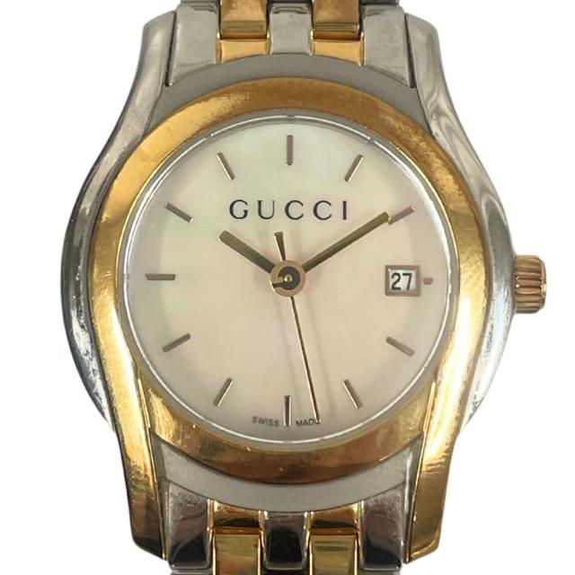GUCCI グッチ レディース 5500L デイト シェル文字盤 クォーツ 腕時計
