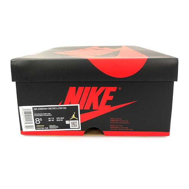 NIKE ナイキ CZ0790-106 AIR JORDAN 1 RETRO LOW OG BLACK TOE エアジョーダン つま黒 シューズ 白×黒×赤 US8.5＝26.5cm 正規品 / 31600