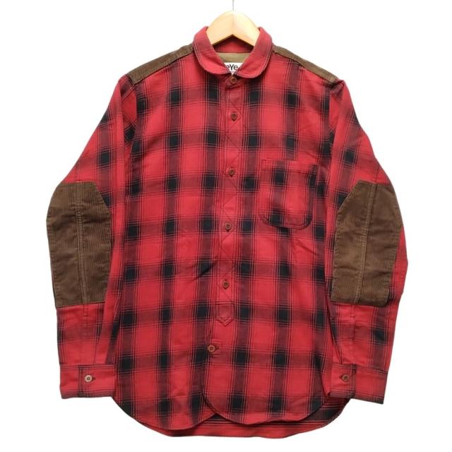 EYE COMME DES GARCONS JUNYA WATANABE MAN 品番 WN-B908 コーデュロイ切り替えし チェックシャツ レッド サイズXS 正規品 / 45006