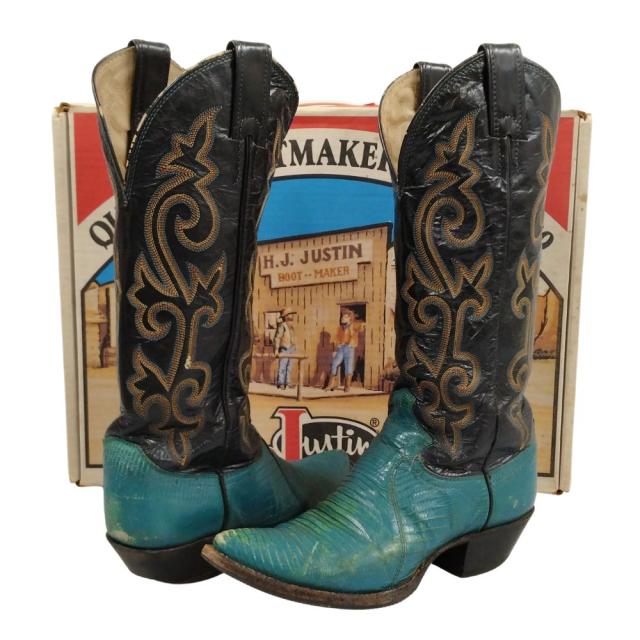 Justin ジャスティン ブラック ウエスタンブーツ size7 Justin ジャスティン ウエスタンブーツ 黒 9.5D 27.5cm ブラック