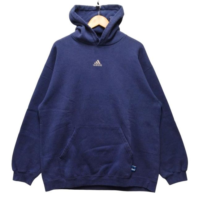 ADIDAS アディダス TEAM 刺繍 ロゴ スウェット パーカー フード紐欠損 パープル サイズ L 正規品 / 52003