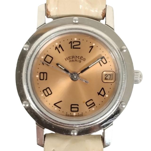【訳アリ】HERMES エルメス CL4.210 クリッパー クォーツ レディース 革ベルト社外 替えベルト付属 不稼働品 腕時計 正規品 / C456 訳アリ】HERMES エルメス CL4.210 クリッパー クォーツ レディース 革