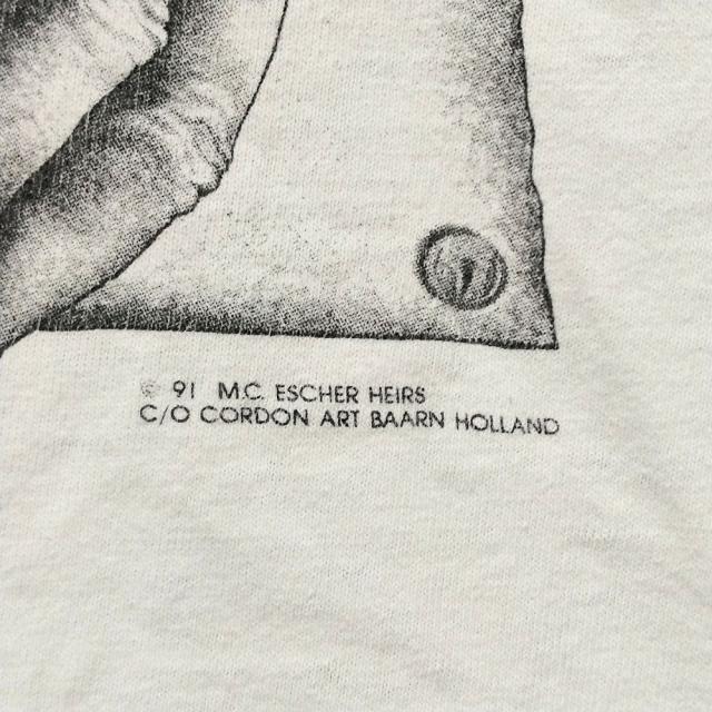 M.C.Escher エッシャー 両面 プリント Tシャツ ANDAZIA アート 90s ヴィンテージ ホワイト サイズXL 正規品 / 40535