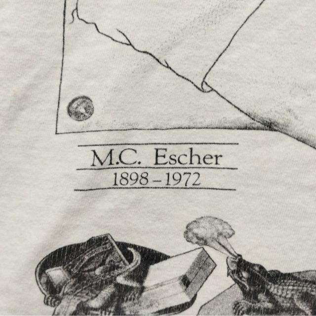 M.C.Escher エッシャー 両面 プリント Tシャツ ANDAZIA アート 90s ヴィンテージ ホワイト サイズXL 正規品 / 40535