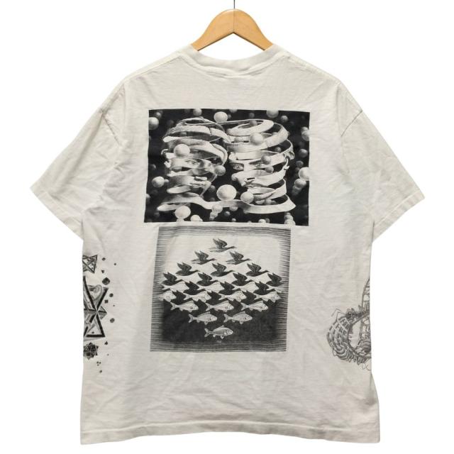M.C.Escher エッシャー 両面 プリント Tシャツ ANDAZIA アート 90s ヴィンテージ ホワイト サイズXL 正規品 / 40535