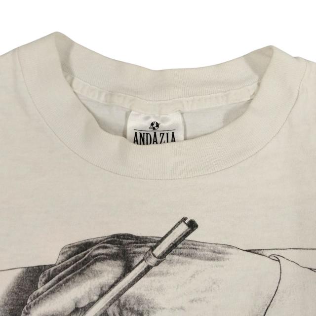 M.C.Escher エッシャー 両面 プリント Tシャツ ANDAZIA アート 90s ヴィンテージ ホワイト サイズXL 正規品 / 40535