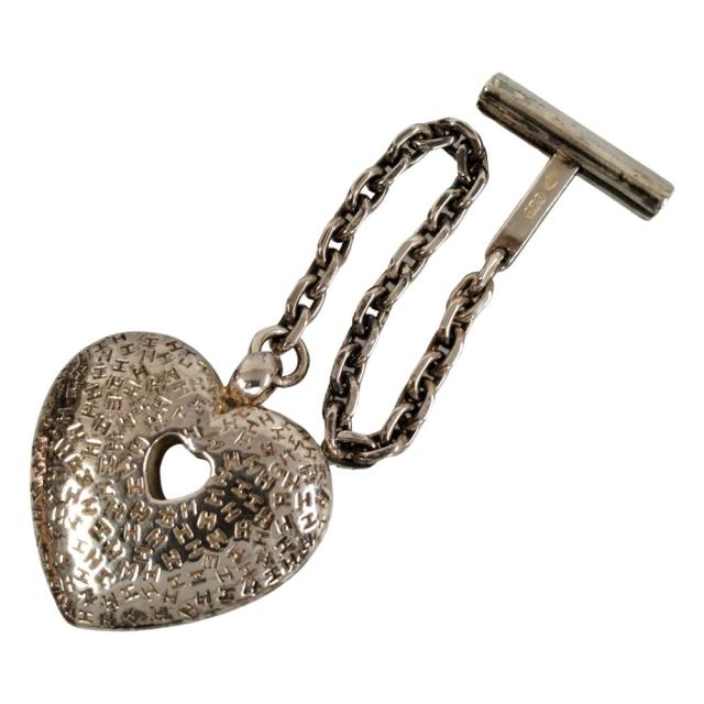 HERMES エルメス ハートモチーフ チャーム キーホルダー シルバー 正規