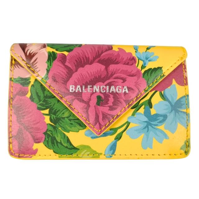 BALENCIAGA バレンシアガ 品番 391446 フラワー ペーパーミニウォレット 三つ折り財布 イエロー 正規品 / 51328