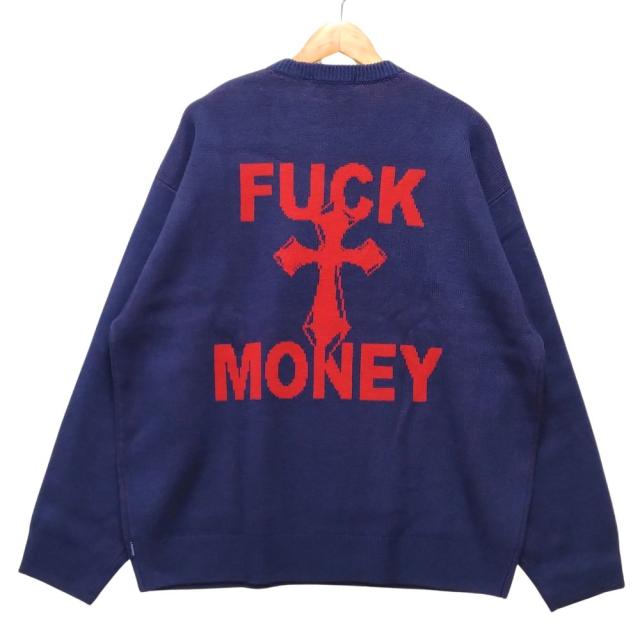 SUPREME シュプリーム 24AW Fuck Money Sweater  ニット セーター ネイビー サイズXL 正規品 / 36337
