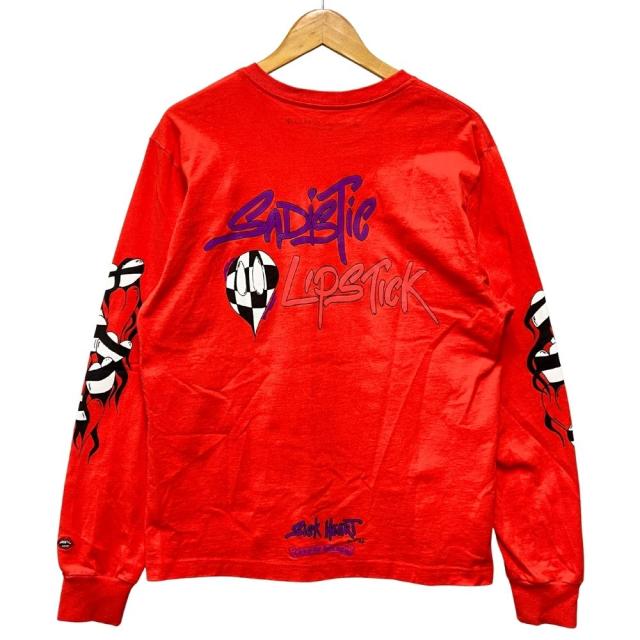 CHROME HEARTS クロムハーツ MATTY BOY SPARK THE HEART ポケット プリント 長袖Ｔシャツ レッド サイズ L 正規品 / 40706