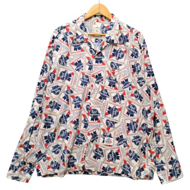 BEDWIN & THE HEARTBREAKERS ベドウィン 25SS Pabst Ex. L/S OPEN COLLAR SHIRT FIRTH 総柄 長袖シャツ サイズ 5 正規品 / 52861