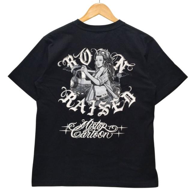 BORN X RAISED  ボーンレイズド MR CARTOON プリント 半袖Ｔシャツ ブラック サイズM 正規品 / 52956