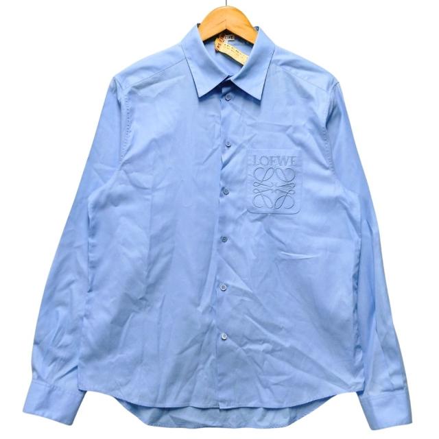 LOEWE ロエベ 品番 H526Y05WB1 ANAGRAM POCKET SHIRT レギュラーカラー 長袖シャツ ブルー サイズ 38 正規品 / 40714