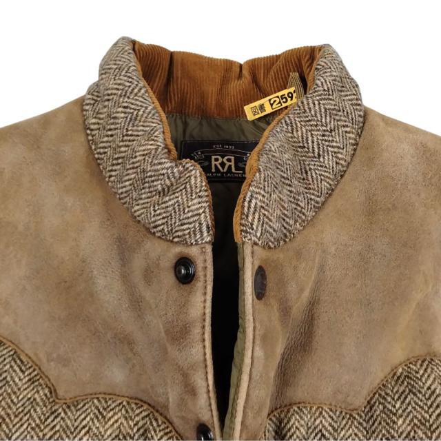 RRL ダブルアールエル レディース レザーヨーク ツイード 中綿 ベスト ブラウン系 サイズ155/80A 正規品 / 40735 RRL ダブルアールエル レディース レザーヨーク ツイード 中綿 ベスト