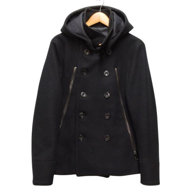 JUNHASHIMOTO ジュンハシモト COT019 MLT02 フーデッド メルトン ウール コート ブラック サイズ4 正規品 / B6482