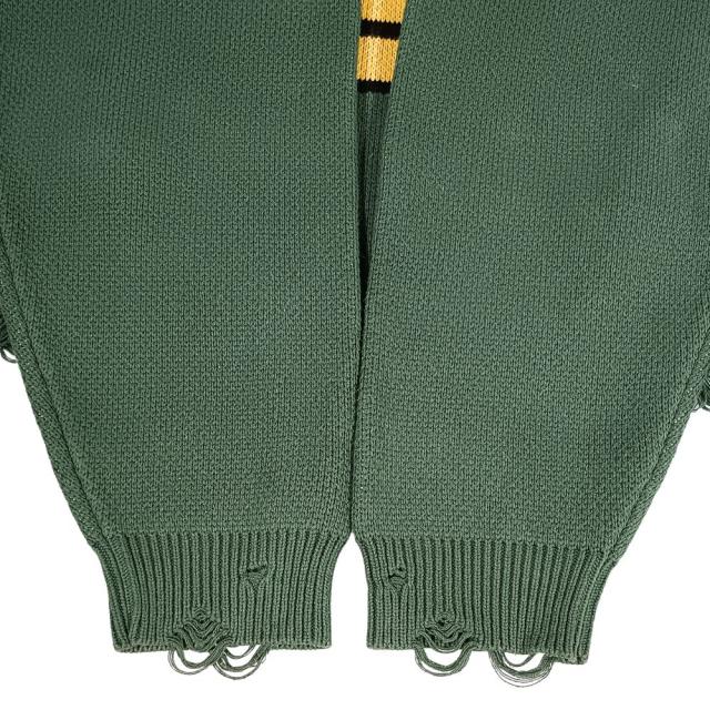 K.O.K VINTAGE KNIT ダメージ加工 オーバーサイズ ニットセーター サイズタグ欠損 グリーン サイズ不明 正規品 / 40799