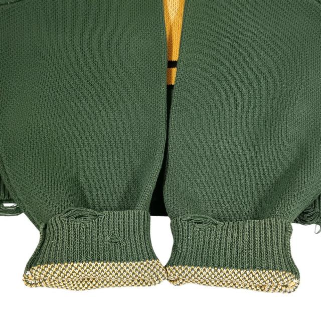 K.O.K VINTAGE KNIT ダメージ加工 オーバーサイズ ニットセーター サイズタグ欠損 グリーン サイズ不明 正規品 / 40799